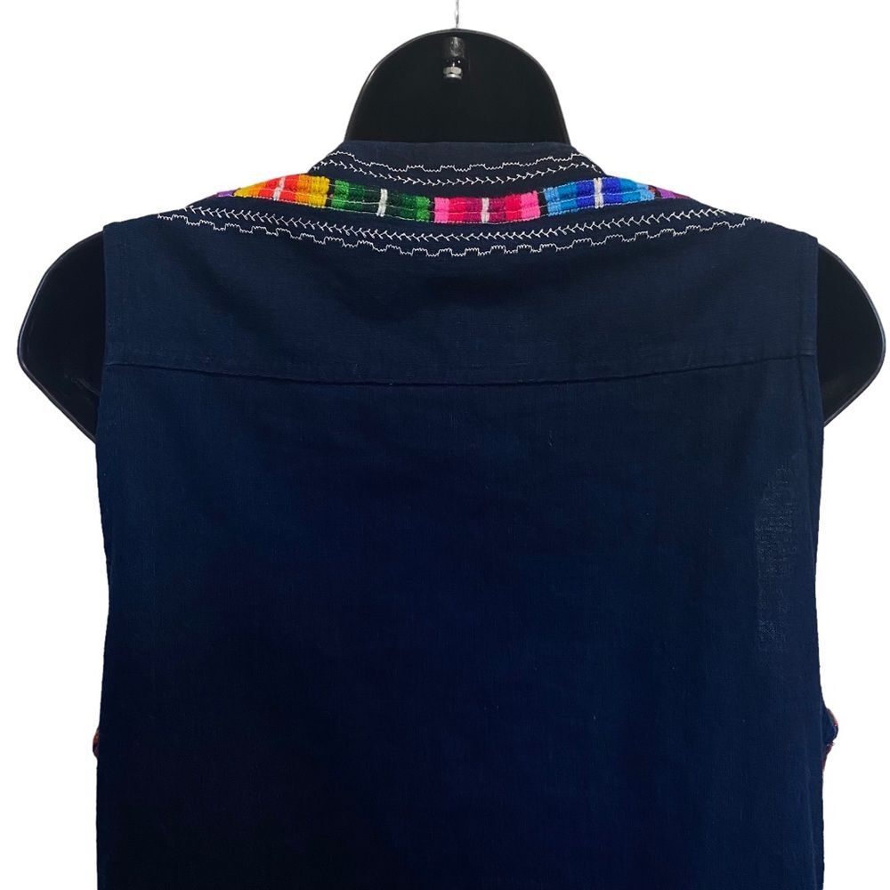 Vintage Colorful Woven Southwestern Two Button Vest Sz M - Picture 4 of 12
